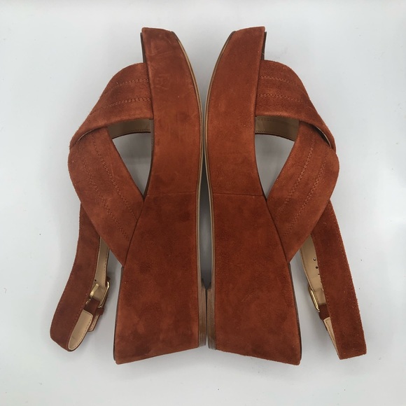 **POPULAR** J CREW DARK COGNAC MARCIE SUEDE WEDGE - Picture 8 of 16